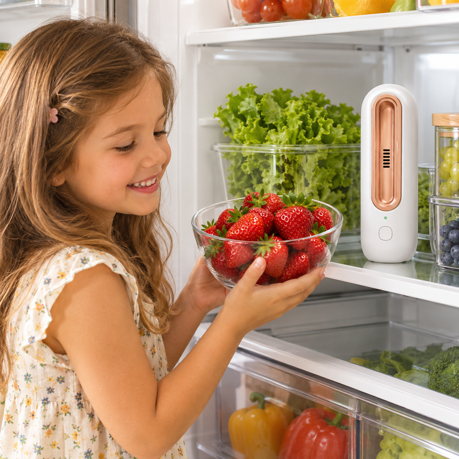 Niña coge las fresas